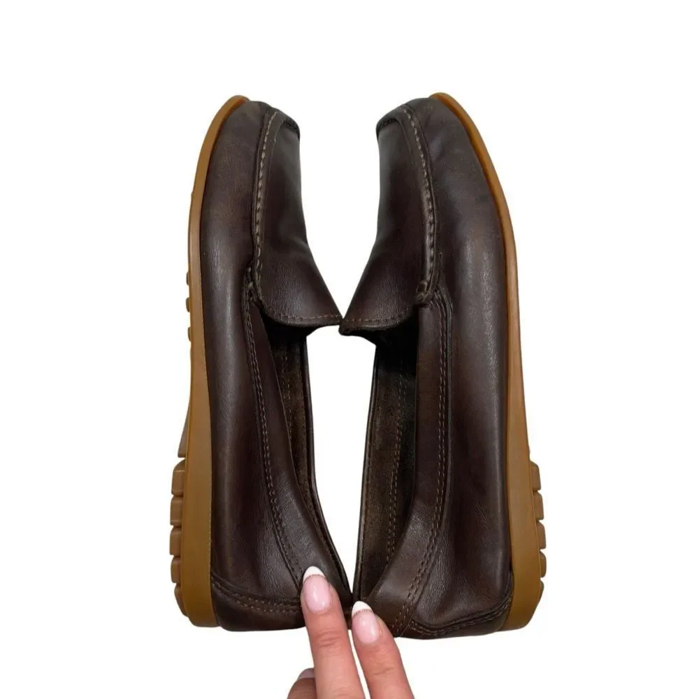 Ladies Tre Danari Positano Brown Leather‎ Driving Loafers Size 38